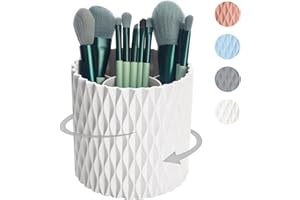 ROSANIXITA Makeup Brush Holder Organizer-360° Rotating Makeup Brush Storage,Pencil Pen Holder Cup,Desk Accessories,5 Slot Mak