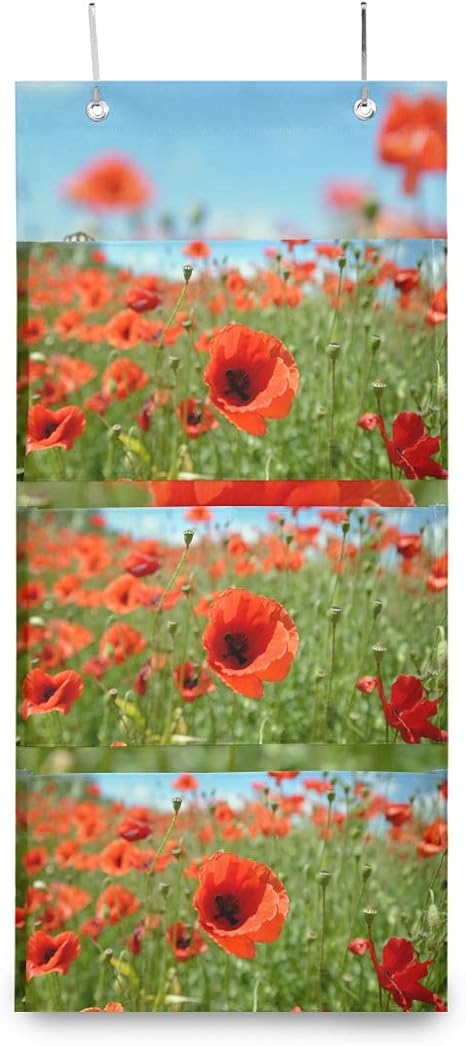 LZXO Aufbewahrungstasche zum Aufhängen an der Wand, Mohnblumen-Muster