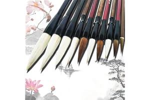 JUEDI Chinese Brush Calligraphy Brush Japanese Brush Writing Painting Sumi Brushes Large Chinese Calligraphy Brush Set 10pcs
