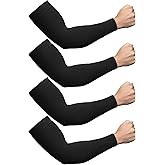 Foaincore 4 Pairs Plus Size Cooling Arm Sun Sleeves for Men Women UV Sun Protection Oversized Compression Sleeves