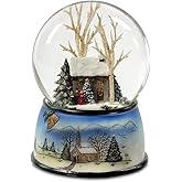 The San Francisco Music Box Company Winter Cottage with Carolers Snow Globe