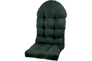 PNP HWJIAJU Adirondack Chair Cushion, Rocking Chair Cushion 44x19x4 inch, High Back Patio Chair Cushion of Upper and Lower with Ties, Sunscreen and Fade-Resistant (Dark Green, 1)
