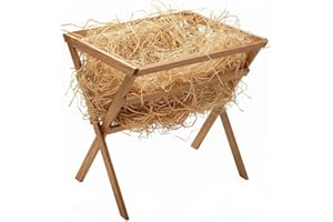 Wesiti Large Nativity Scene Baby Jesus Wooden Manger Decor with Natural Hay Wooden Christmas Religious Nativity Scene 19 Inch Decoration Cradle Backdrop Accessory for Indoor Outdoor Home Decor