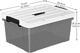 Cetomo 35L-3 Storage Boxes with Lids Stackable Nestable Clear Black view 3