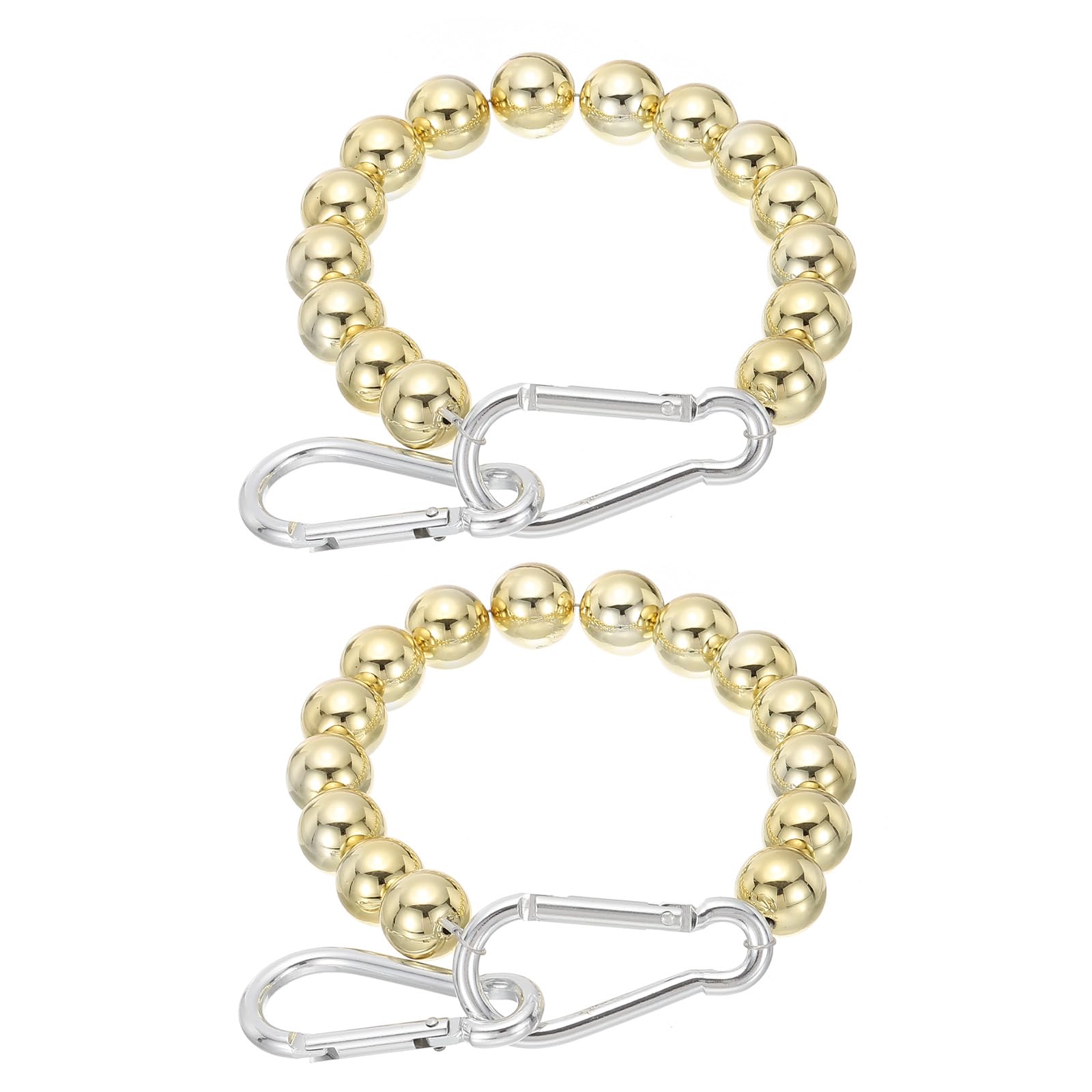 PATIKIL Flagpole Retainer Ring Flag Pole Accessories, 2 Pcs Flag Beaded Mount Ring Keep Flag Close to Pole Weight with Stainless Steel Cable for Indoor Outdoor Flagpole, Gold Tone, 2.8"