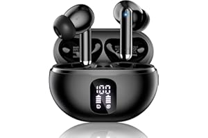 Wireless Earbuds, Bluetooth 5.4 Headphones with 50H Playback, Deep Bass Stereo Ear Buds Clear Calls with LED Power Display, W