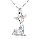 TANGPOET Giraffe Necklace Gifts for Women Mom Daughter 925 Sterling Silver Personalized Picture Jewelry Gifts for Giraffes Lover Birthday Mothers Day