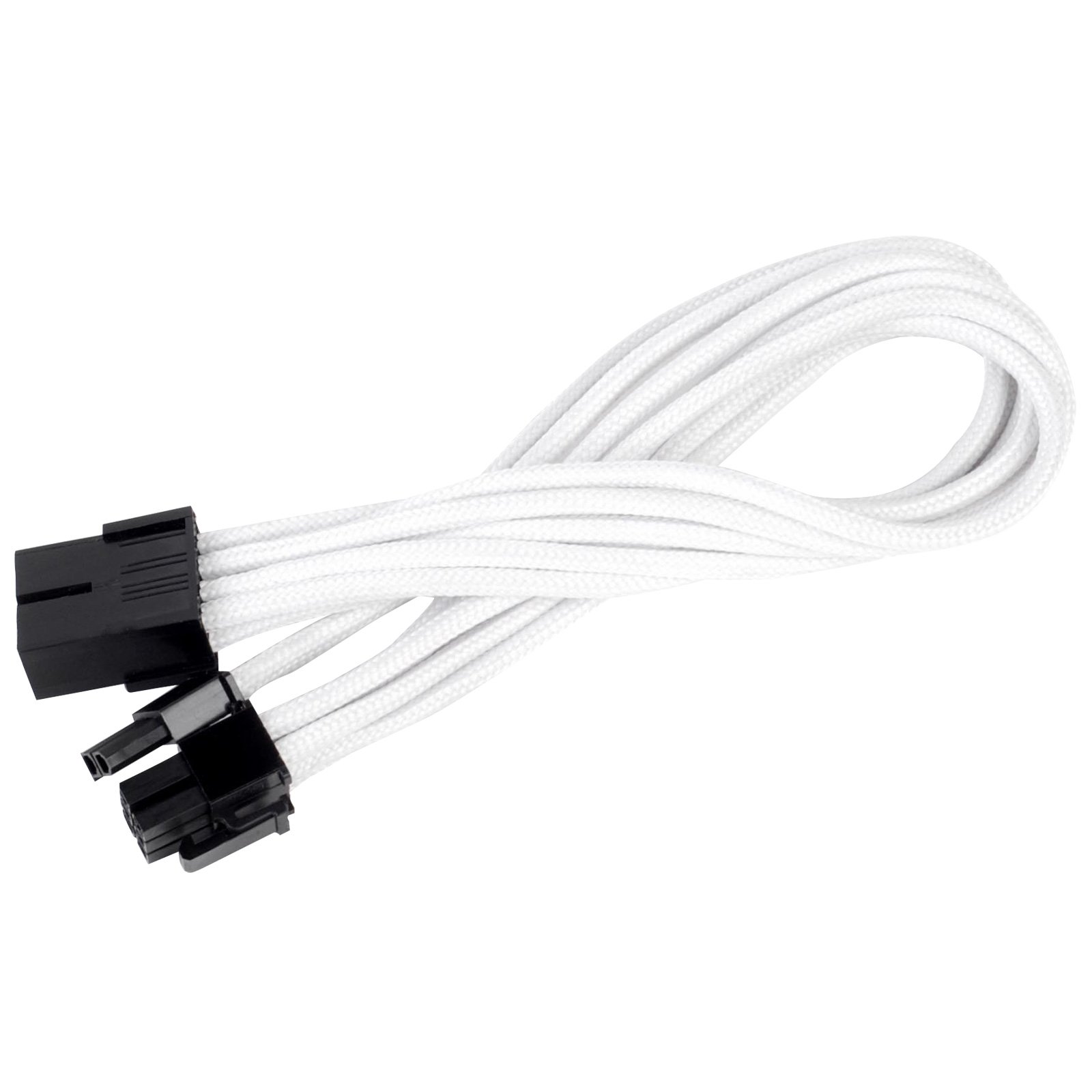 SilverStone SST-PP07-PCIW - 25cm 8pin to PCI-E 6+2pin Sleeved Extention Cable, white