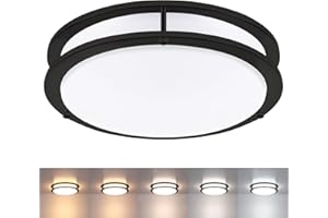 Black Flush Mount Ceiling Light, 13 Inch LED Ceiling Light Fixture with 5CCT(2700K/3000K/3500K/4000K/5000K Adjustable), 23W