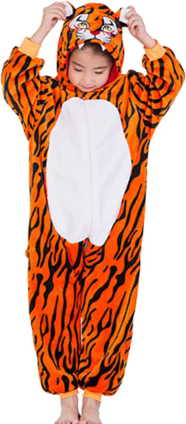 Amenxi Kids Cosplay Onesies Halloween Pajamas Cosplay Costume Cartoon Flannel Animal Pyjamas Nightwear Outfit Homewear