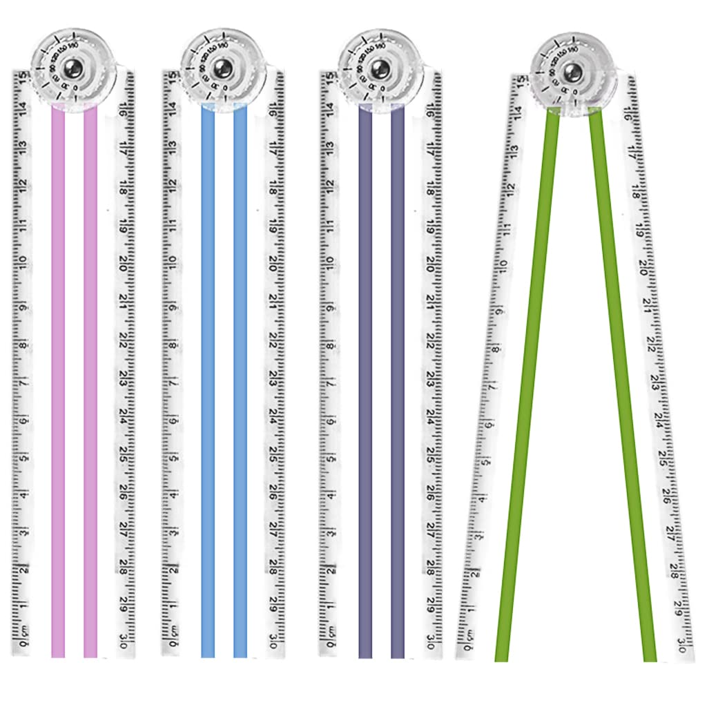 4PCS Folding Ruler 30cm Flexible Foldable Rulers 15cm Transparent Straight Rulers Shatterproof Plastic Geometric Ruler for School Kids Office