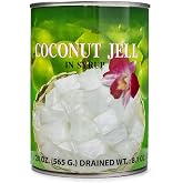 Coconut Jelly in Syrup, Coconut Gel in Syrup, Nata De Coco Jelly Cubes, 20 oz Can, Drained Weight 8.1 oz
