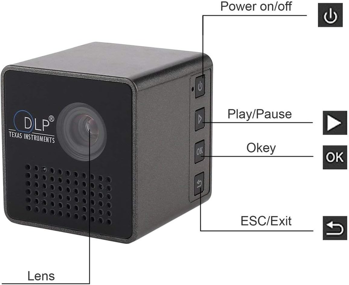 Mini Proyector DLP, Portátil Cubo 1080P Full HD LED proyector de ...