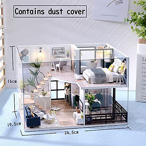 Lannso DIY Dollhouse Miniature Wooden Furniture Kit, Doll House