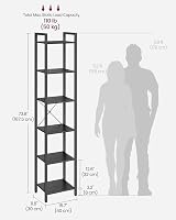 VASAGLE 6-Tier Bookshelf Industrial Ebony Black and Ink Black LLS101B56 view 5