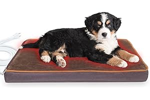 NAMOTEK Outdoor Heated Pet Bed for Cats Dog in Winter with Orthopedic Foam Base Auto Constant Temperature Electric Heating Pad & Waterproof Liner for Dog House Cabin Cot Doorway(23"L x 19"W x 1.7"Th)