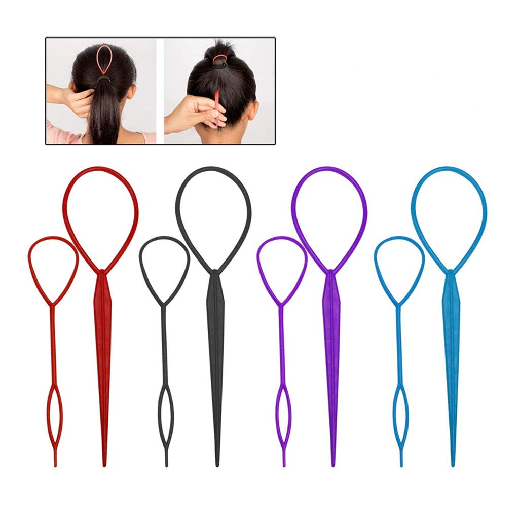WJood 14 Pieces Plastic Magic Topsy Hair Braid Accessories Ponytail Maker Clip Tool Hair Styling Accessories, 7 Colors, Totally 7 Pairs : Beauty