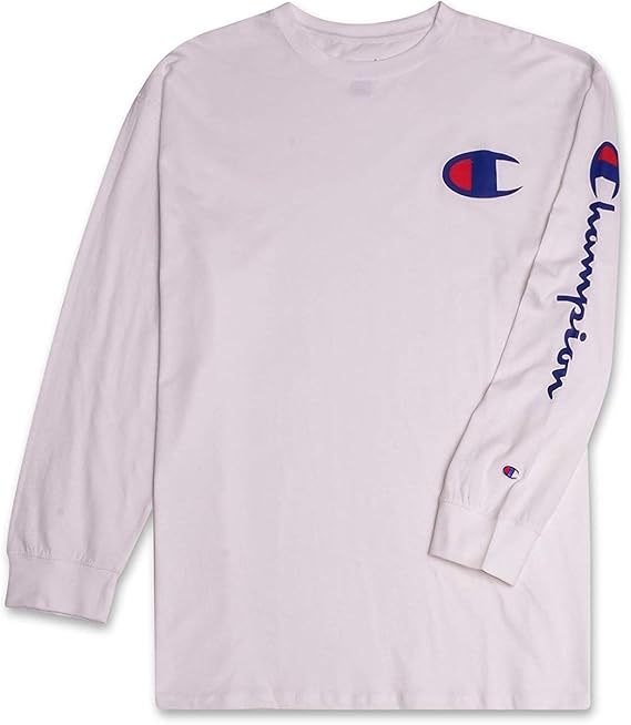 Champion Mens Big and Tall Long Sleeve T Shirt with Script Logo on Arm: Amazon.ca: Clothing 