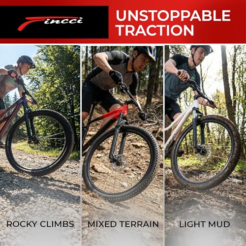 Fincci MTB 26 Tyres – Folding Tyre Set 26 x 2.1 Inches Inner Tube 26 x 2 x Schrader, Pair Cupar 26 Bike Tyres, for Mountain Bike, Racing Bike, Full Electric Bicycle 57-559