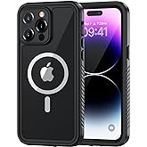 Lanhiem for iPhone 14 Pro Magnetic Case, Waterproof Dustproof Shockproof Case with Built-in Screen Protector Compatible with Magsafe, Full Body Protective Cover for iPhone 14 Pro 6.1 inch -Black