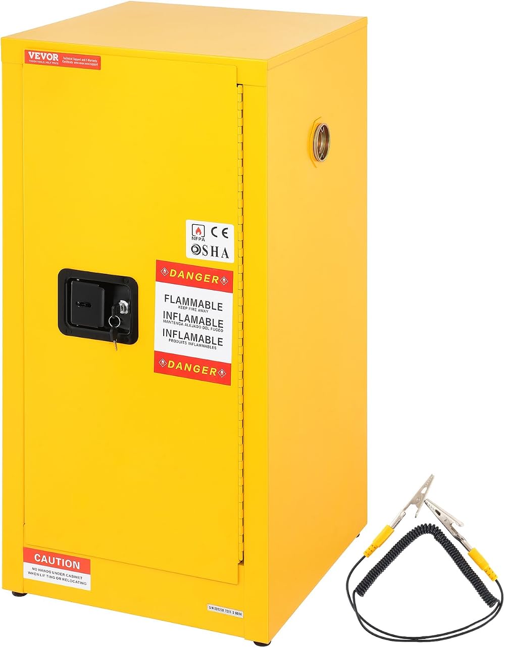 VEVOR 30 Gal Galvanized Steel Flammable Safety Cabinet 18"x18"x35.4" NFPA OSHA