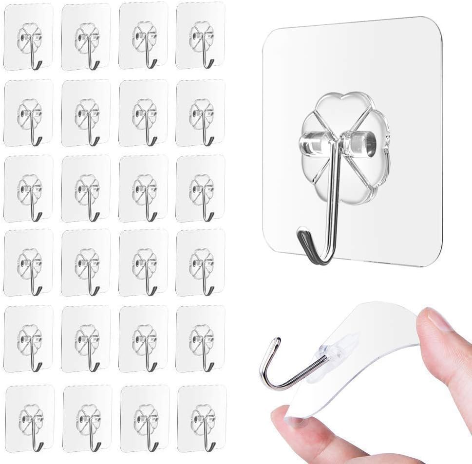 YJYDADA Strong Transparent Suction Cup Sucker Wall Hooks Hanger Kitchen Bathroom 24Pcs