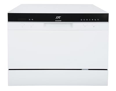 SPT SD-2224DW ENERGY STAR Countertop Dishwasher with Delay Start - Portable Dishwasher with Stainless Steel Interior and 6 Place Settings for Apartment Office And Home Kitchen, White