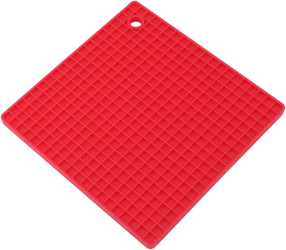 Timetries HENGSONG Silicone Trivet Mats Square Honeycomb Shape Non-slip Heat Resistant Trivet Pot Pan Rest Holder Mat Kitchen Placemat Pad (Red)