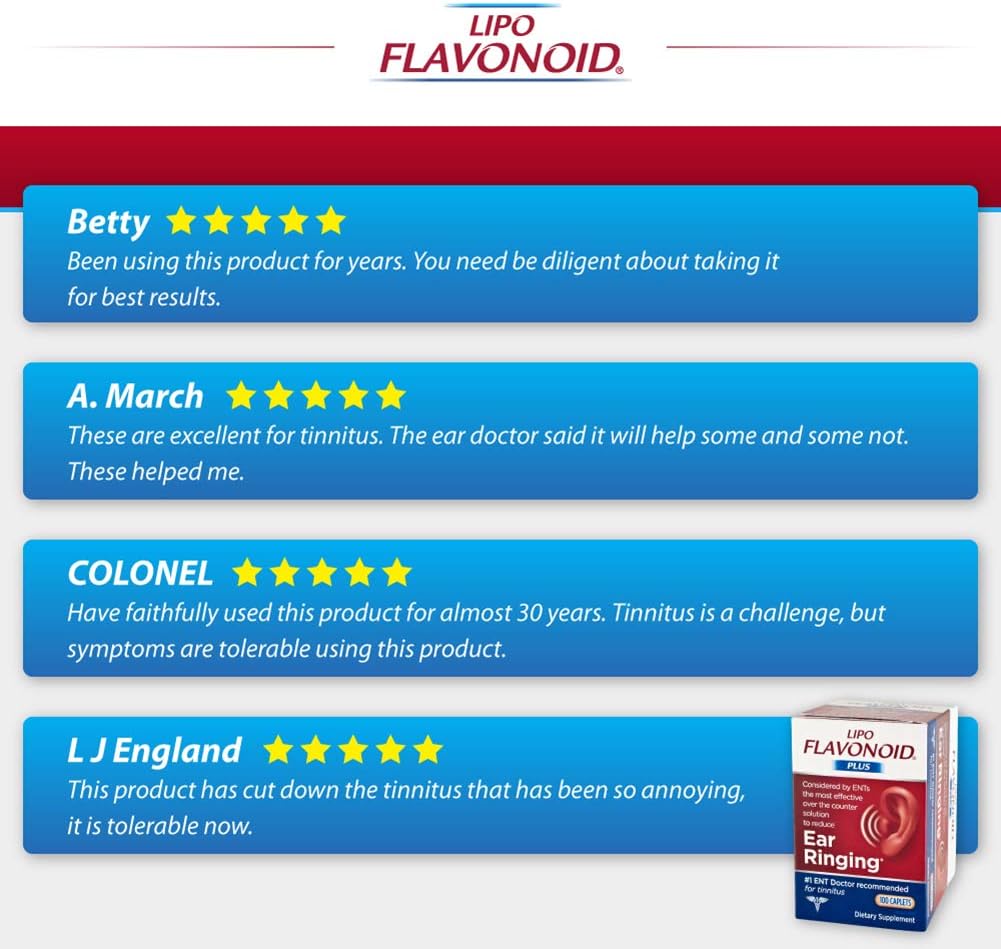 Lipo-Flavonoid Plus Ear Health Supplement | 100 Caplets | #1 ENT Doctor Recommended for Ear Ringing | Most Effective Over the Counter Tinnitus Treatment: Health & Personal Care