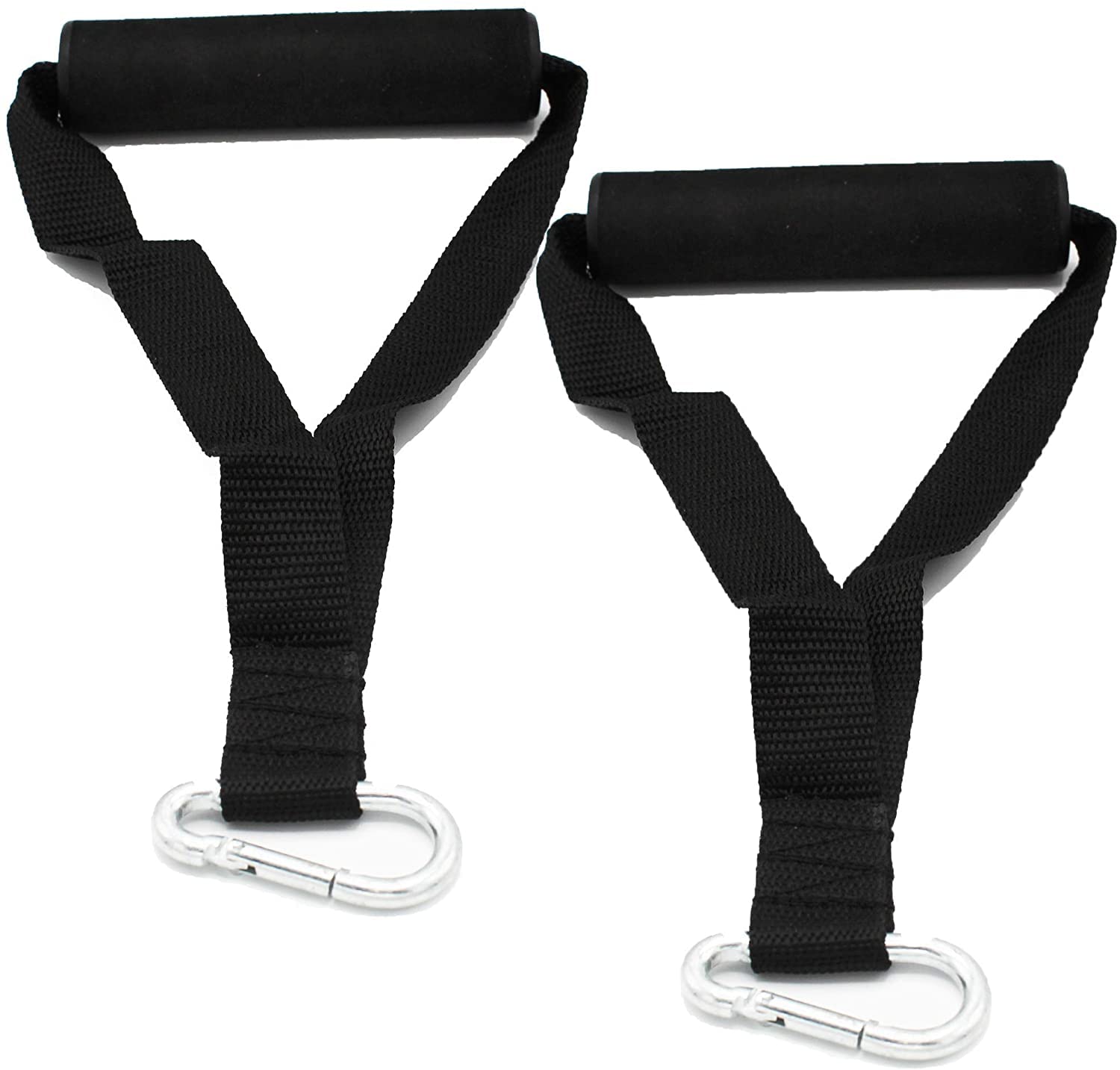 Heavy Duty Resistance Band handles with Carabiners | Cable Attachment Handle Dip Station Suspension Training Resistance Fitness Exercise Gym Equipment - 2pcs