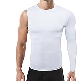 GENEMEN Mens One Arm Sleeve Compression Shirt 1/2 Long Sleeve Base Layer Sports Workout Basketball Top