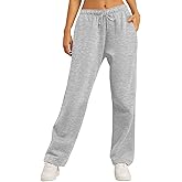AUTOMET Women's Wide Leg Sweatpants Fleece Lined Baggy Straight Leg Lounge Pants Fall Outfits Athletic Joggers with Pockets