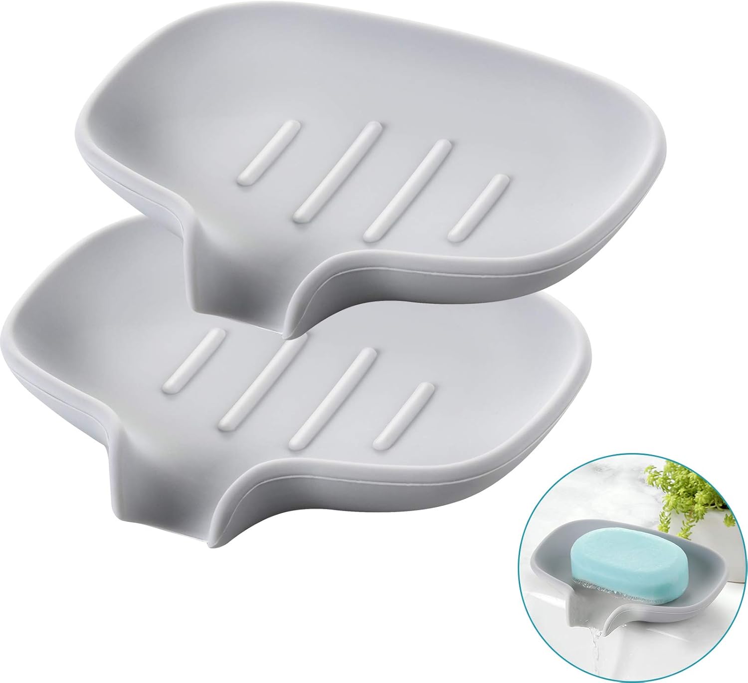 LUXEAR Soap Dish with Drain Silicone 