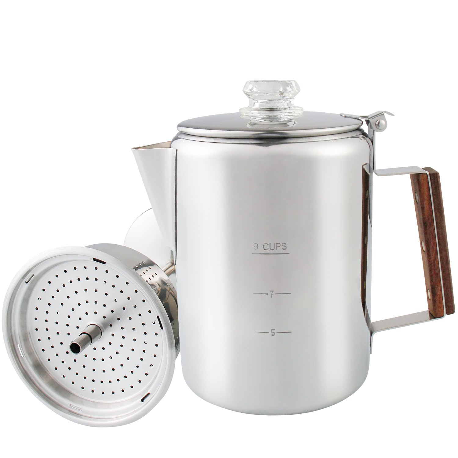 APOXCON Coffee Percolator Camping Coffee Pot 9 Cups Stainless