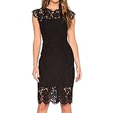 MEROKEETY Women's Sleeveless Lace Floral Elegant Cocktail Dress Crew Neck Knee Length for Party