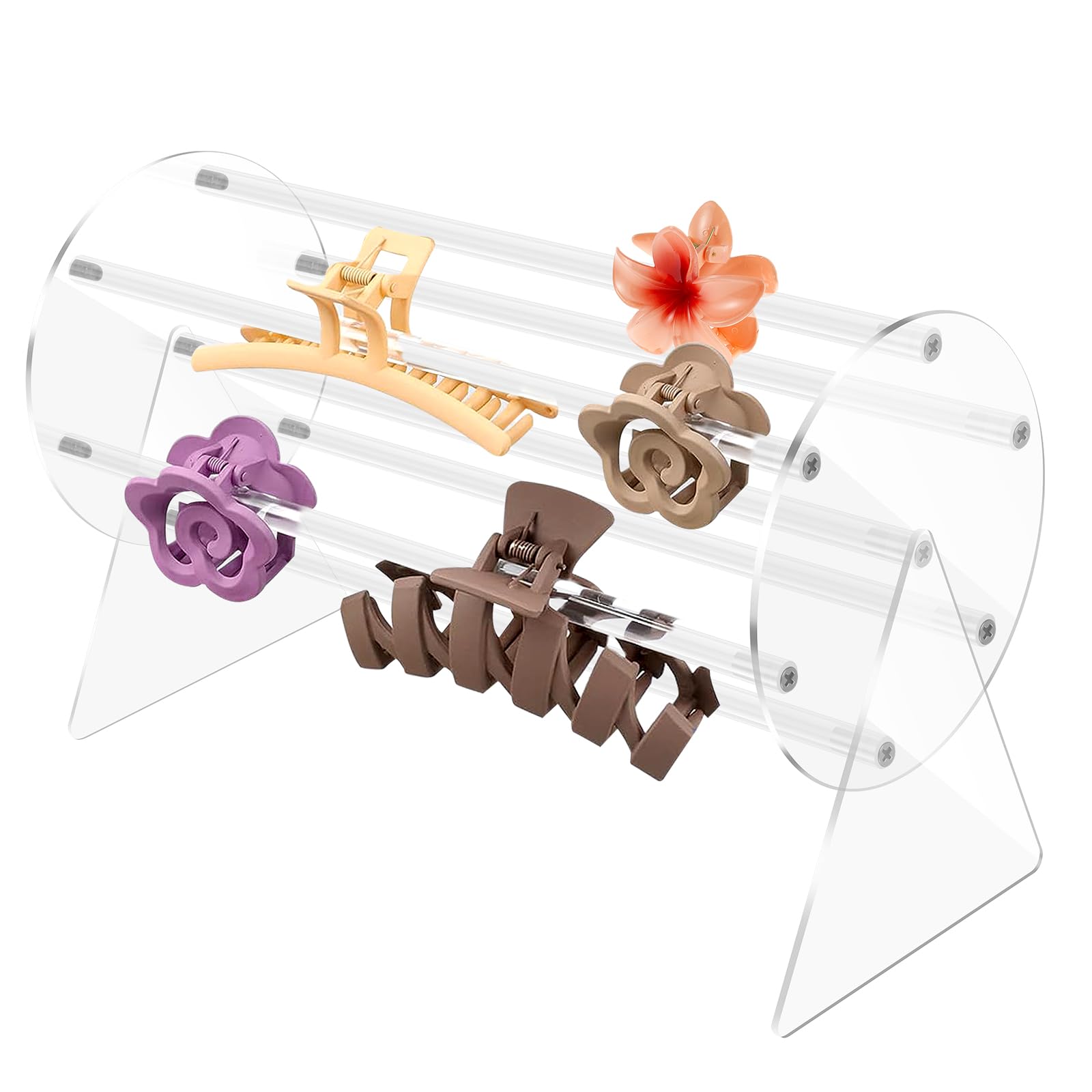 Muross 360 Degree Rotating Claw Clip Organizer - Acrylic Display Holder for Claw Clips, Reusable Stand for Vanity Table & Dressing Table