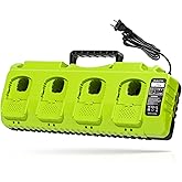Replace Ryobi 18V Battery Charger,4-Port Simultaneous Multi-Battery Charging Station with Dual USB, Fits Ryobi 12V-18V One+ Lithium Batteries P102 P103 P105 P107 P108 P109 P189 P197 PBP002 PBP005