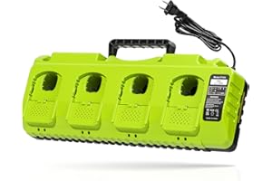 LOMRIGE Replace Ryobi 18V Battery Charger,4-Port Multi Battery Charging Station with Dual USB,Compatible with Ryobi 12V-18V One+ Lithium Batteries P102 P103 P107 P108 P109 P189 P197 P103 P105 PBP002 PBP005