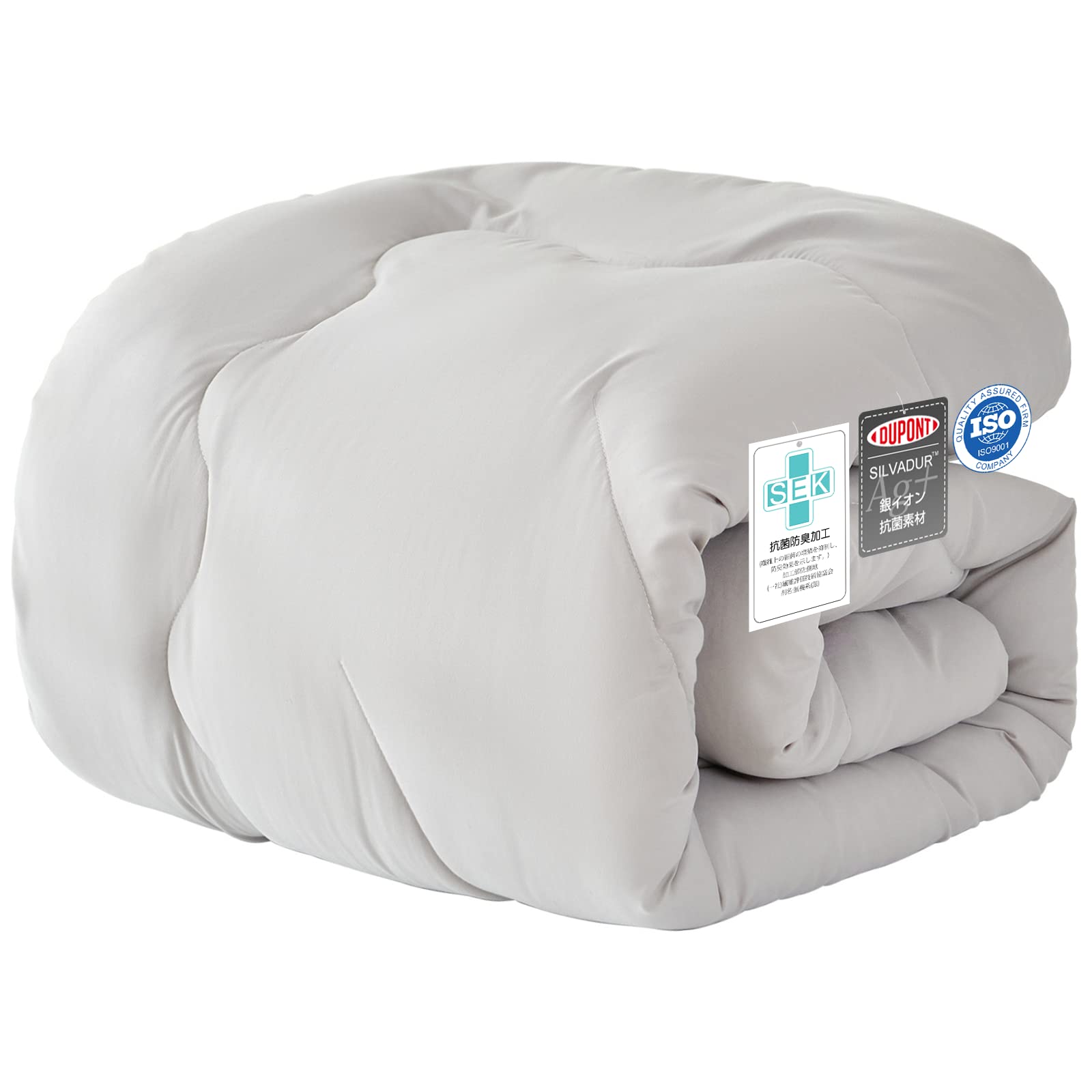 fuwawa 掛け布団 シングル オールシーズン 合掛け布団 春秋向き かけ布団 軽量 冬 ふとん 抗菌防臭・防カビ・防ダニ 帝人マイティトップⅡECO使用 SEK認証 通年 掛けふとん ピーチスキン加工 布団 ほこりが出にくい 洗える ボリューム かけふとん（150x210cm グレー）商品画像