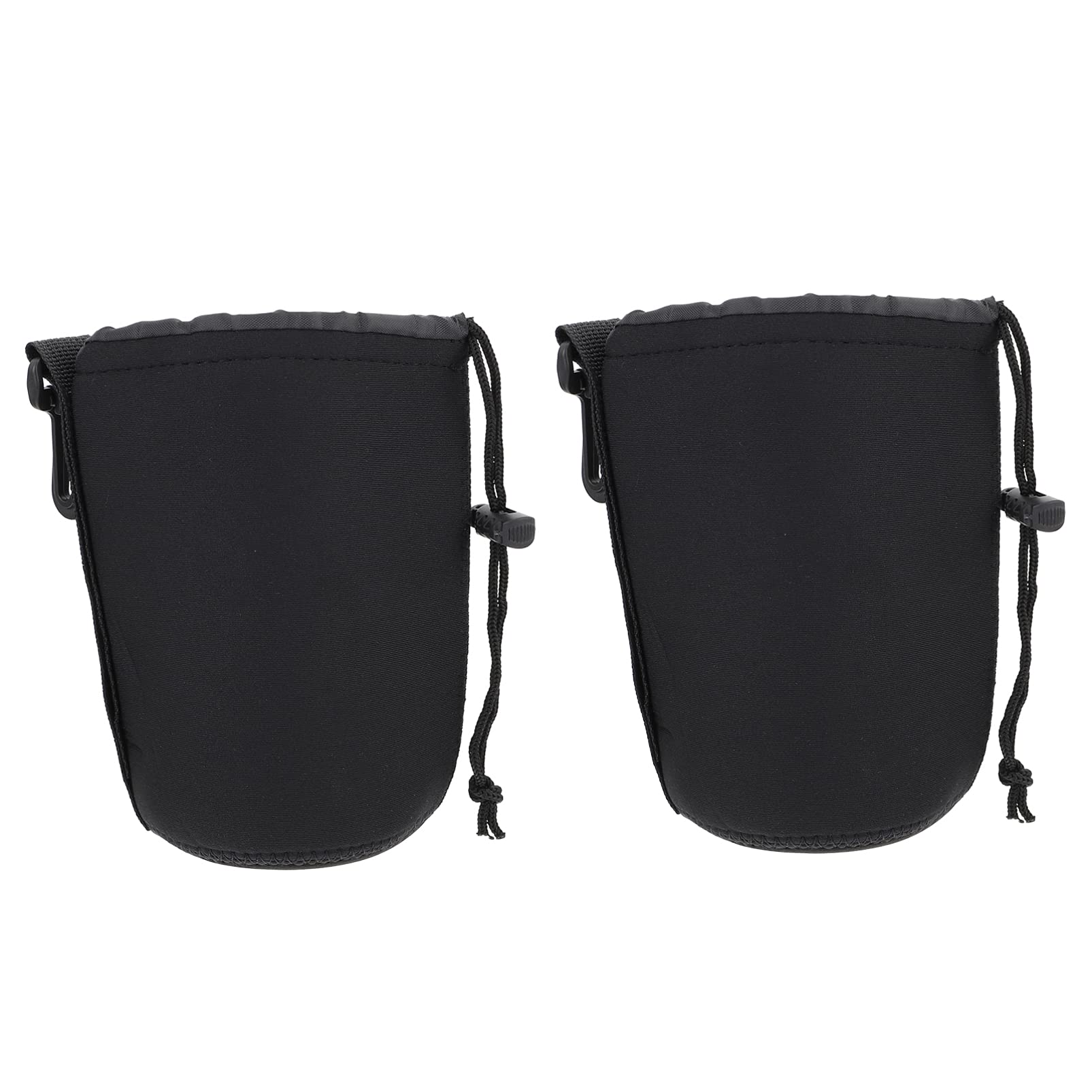 Milisten Neoprene Camera Lens Pouch: 2Pcs Lens Bags Small Drawstring Storage Bag for Camera Lens Black Size L