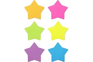 SIMONA Star Shape Sticky Notes 6 Color Bright Colorful Sticky Pad 75 Sheets/Pad Self-Sticky Note Pads (6 Pads)