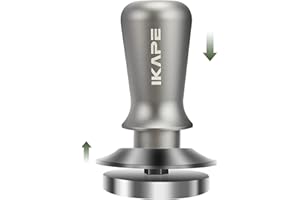 IKAPE 53mm Espresso Tamper, Premium Barista Coffee Tamper with Calibrated Spring Loaded, 100% Flat Stainless Steel Base Tamper Fits for Breville Series 54mm Portafilter Basket