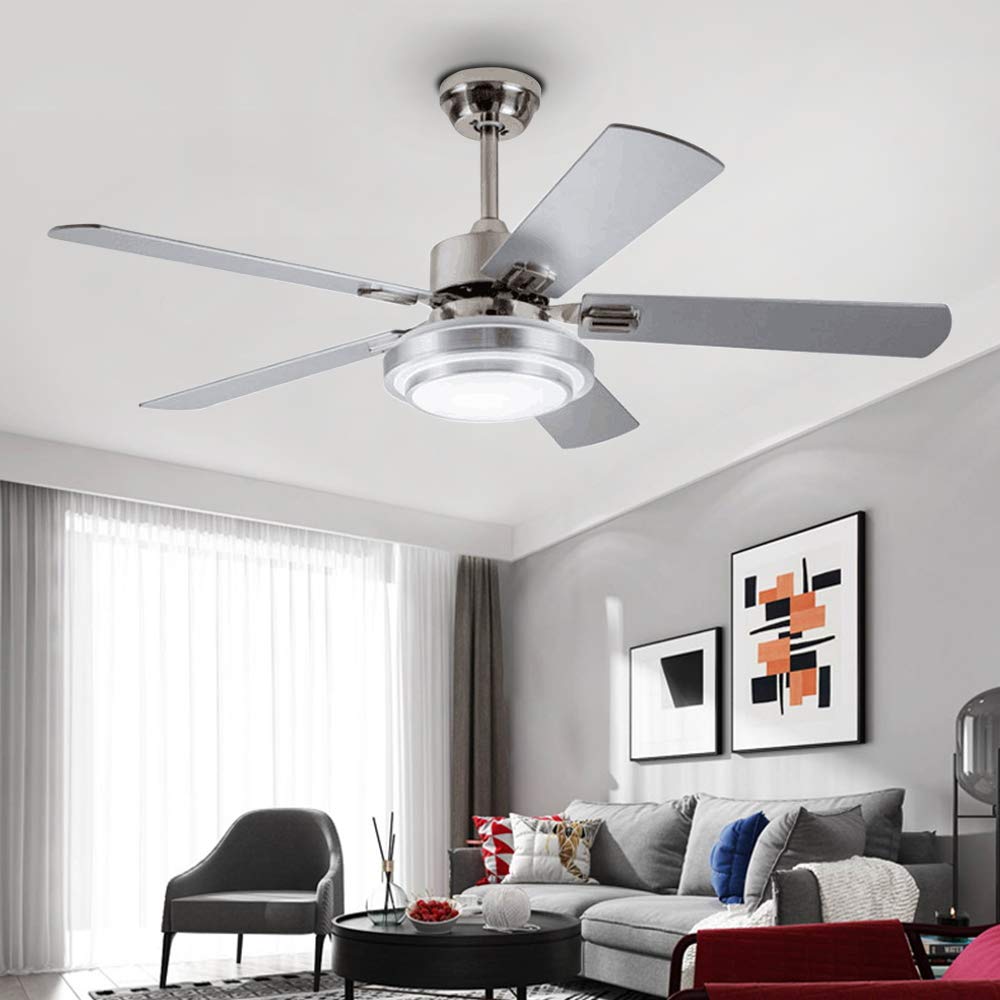 52inch Modern Led Ceiling Fan Light 5 Wood Blades For Cool 3 Speed