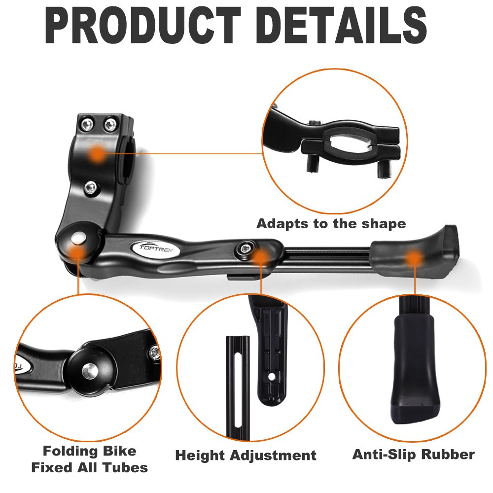 TOPTREK Bike Kickstand Aluminum Alloy Adjustable Bicycle Kickstand Rear