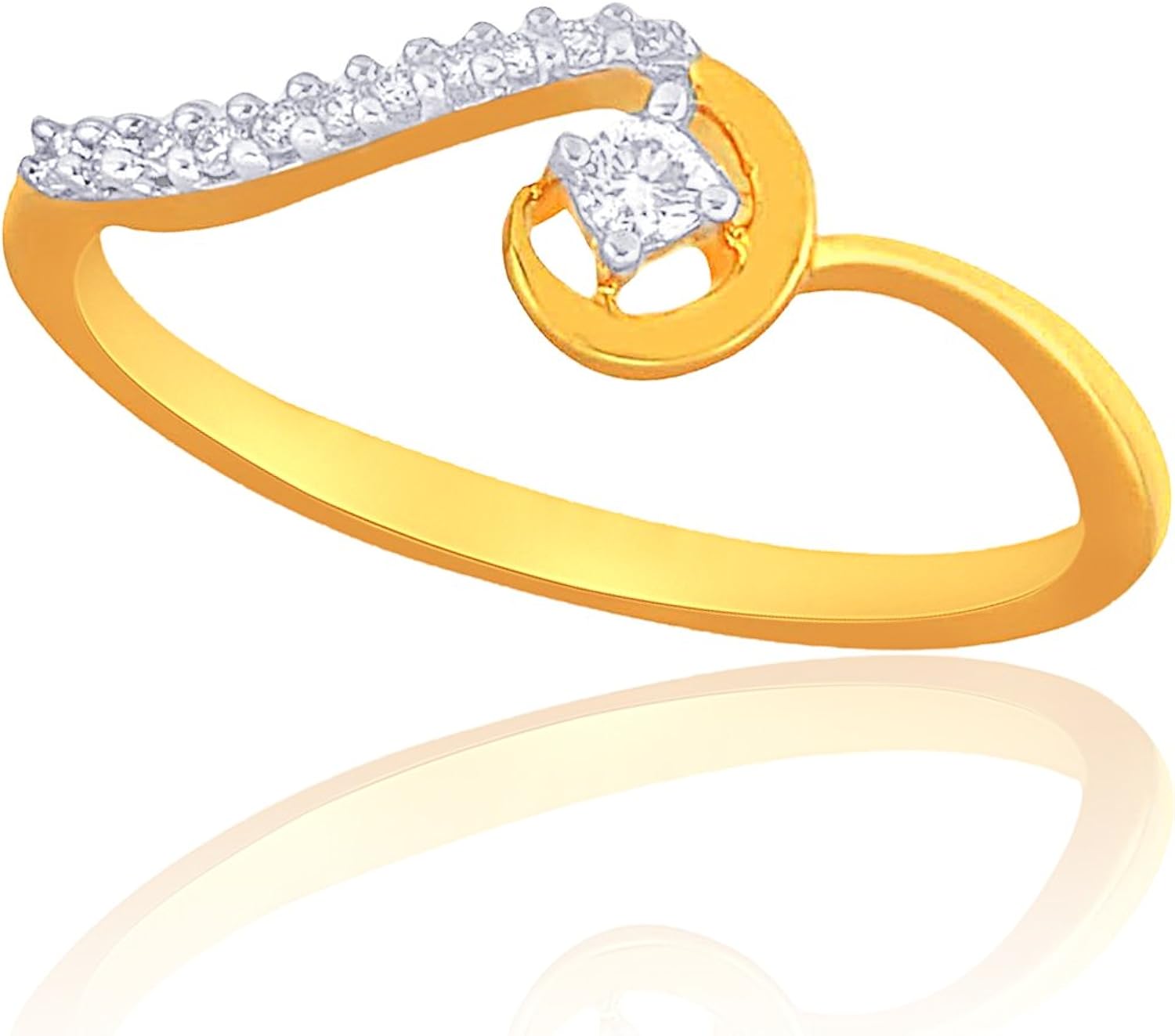 14k Diamond Ring for Daily Wear in Yellow Gold for Women's