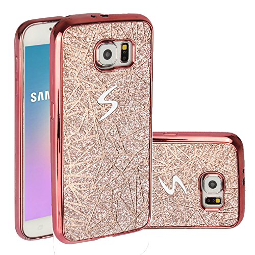 Galaxy S6 Edge Case,Berry Accessory Beauty Glitter Sparkly Bling Luxury  Ultra Slim Soft Premium Electroplated TPU Cover Case for Samsung Galaxy S6 