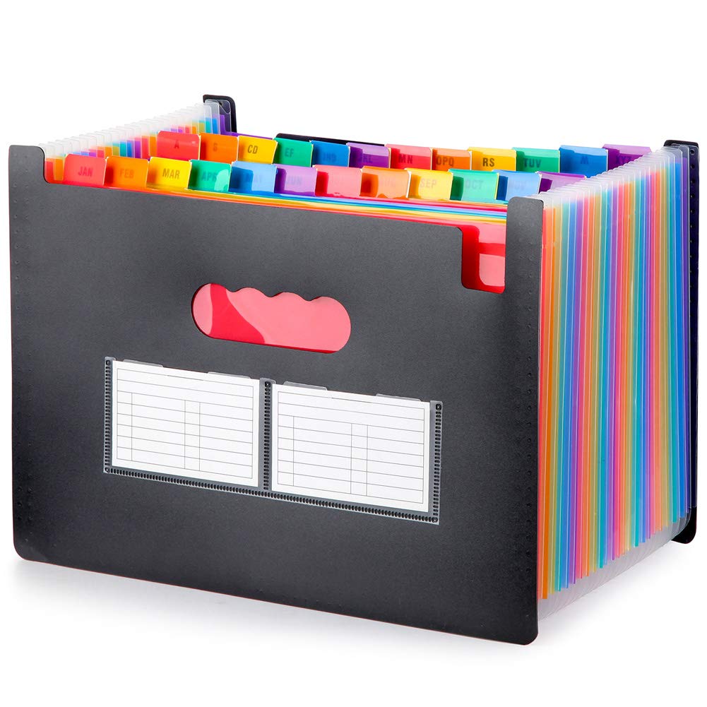 GREENRAIN File Folder Organizer - 24 Compartments Multi-Color Accordion A4 Size with Expanding Wallet Filing Box for Business/Office/Study/Home