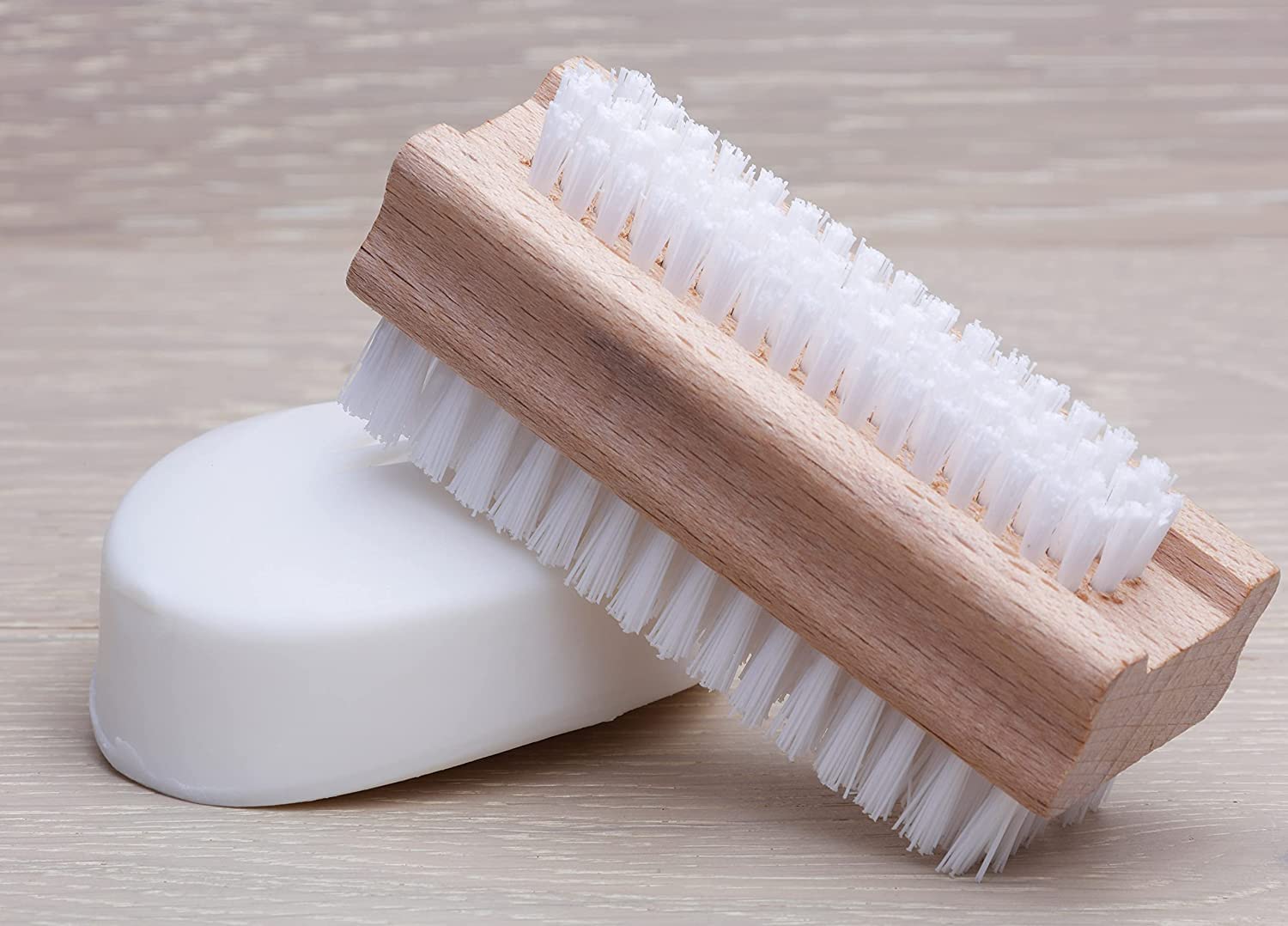 A1SONIC® Non-Slip Wooden Two-sided Hand and Nail Brush for cleaning hands or fingernails