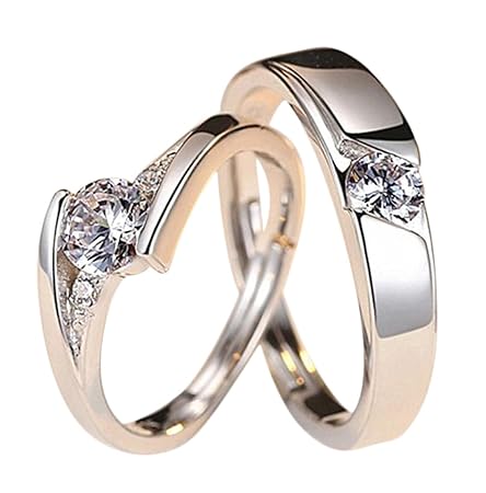 Shuda Paarschmuck Öffnung verstellbar Liebe Kristall Ringe für Jahrestag Ehering Verlobungsring Brautschmuck Set (2 Stück)
