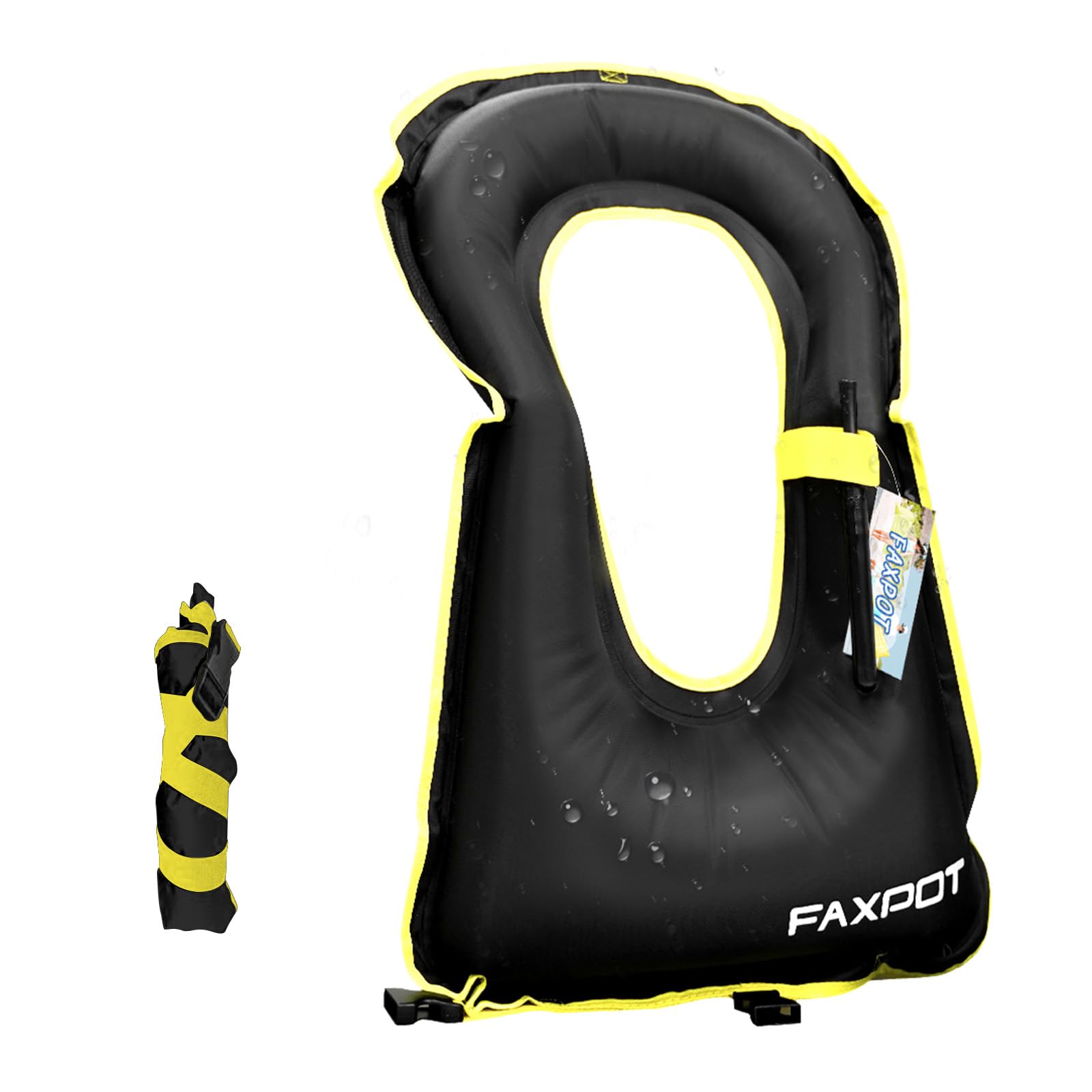 Photo 1 of Faxpot Snorkel Vest, Adults Portable Kayaking Buoyancy Inflatable Swim Vest Jackets, Diving Surfing Adjustable Snorkeling Vest Swimming Jacket for Outdoor Water Sports Fun Safety (Black)